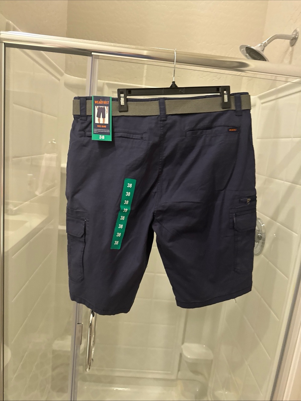 Men's Navy Cargo Shorts with Belt
